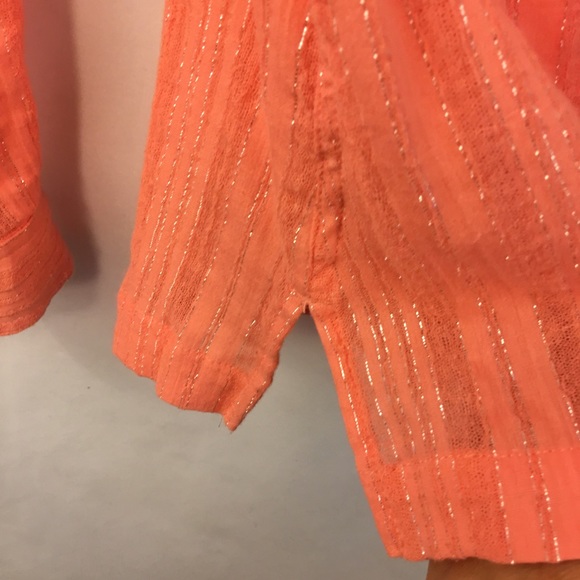 Chicos 1 Additions Shirt M Coral Metallic Top - Picture 6 of 6